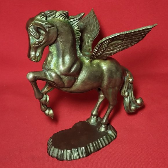 VTG Solid Brass Pegasus Statue Flying Winged Mythical Horse Flowing Mane Fantasy - Picture 3 of 12